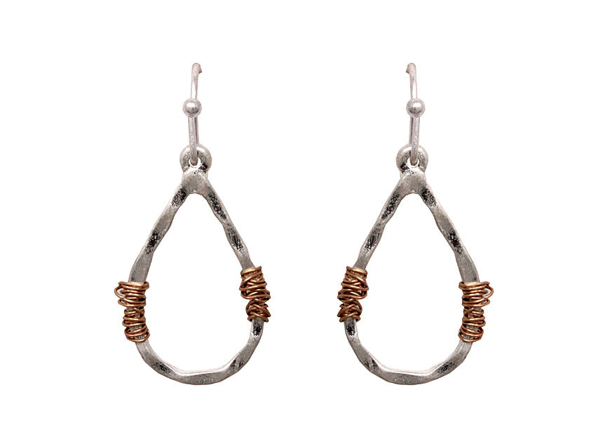 Hammered Teardrop Small Earrings - Silver