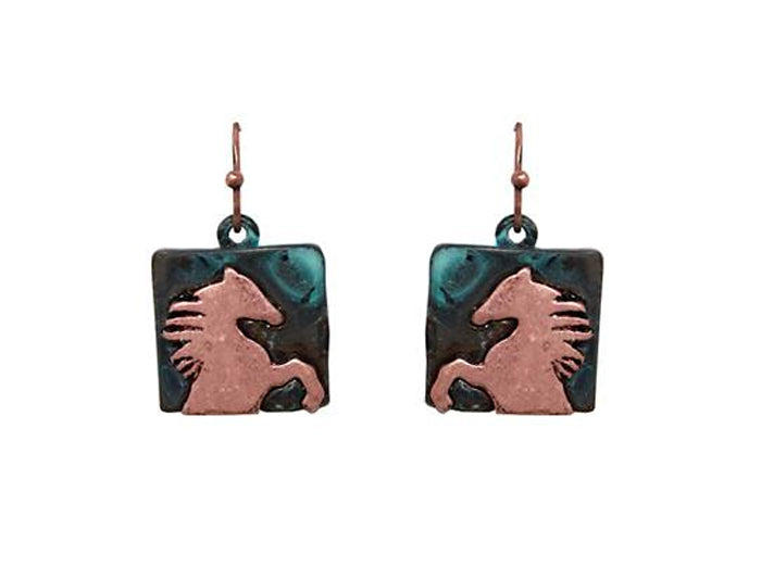 Horse in Squares Earrings - Multipatina