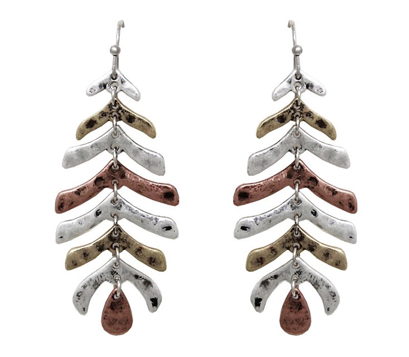 Segmented Leaf Earrings - Multicolor