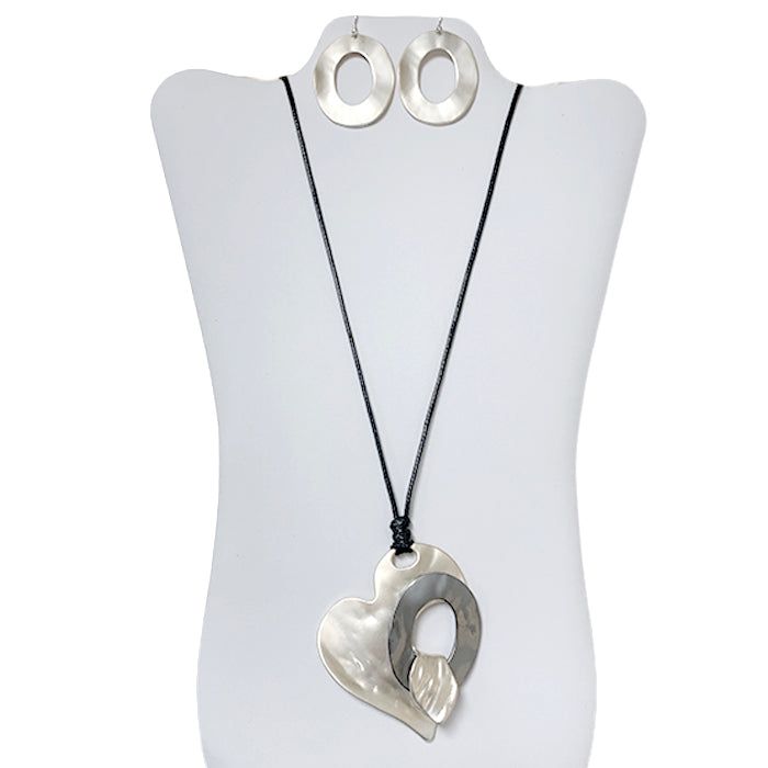 Broken Heart - Silver/Hematite - N/E Set