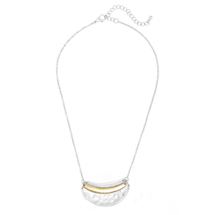 Short - Three Crescents - Silver w/ Gold Necklace