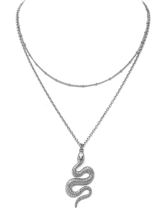 Double Strand - Serpent - Silver Necklace