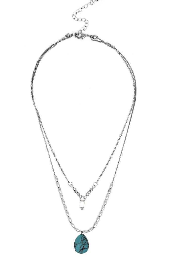 Two Strand w/ Teardrop Turquoise Necklace