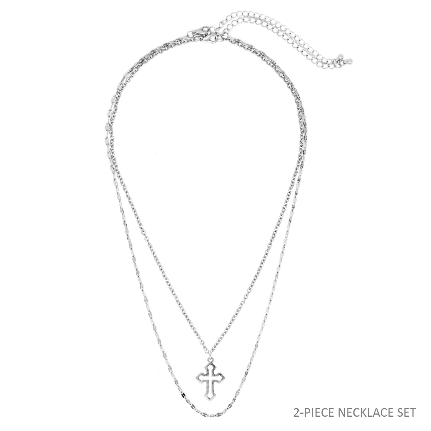 Cutout Cross - Double Strand Necklace