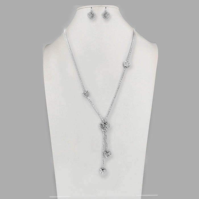 Crystal Hearts w/ Dangling Hearts Necklace