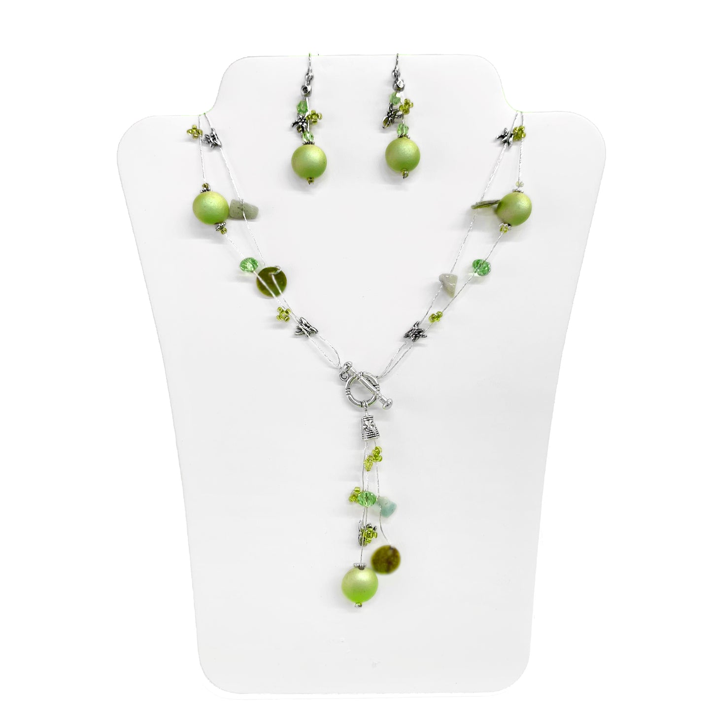 Threaded Dark Green Bead N/E Set