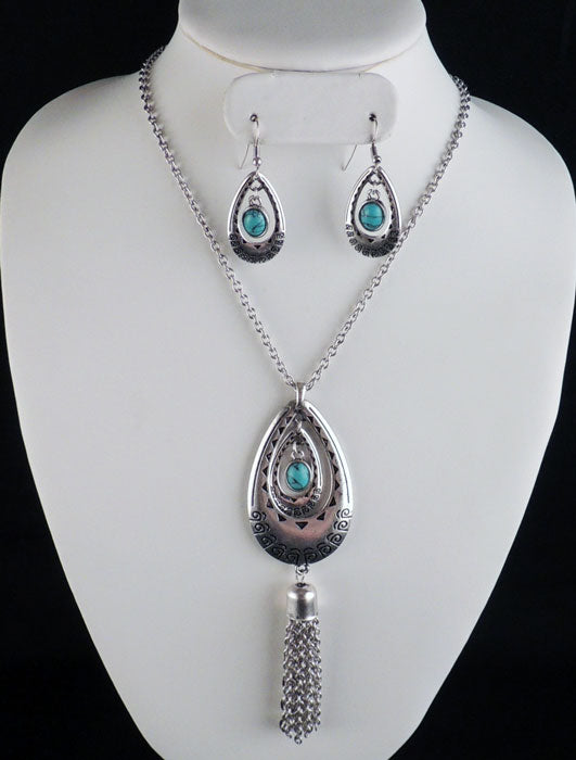 Double Teardrop Silver /Earring Set.