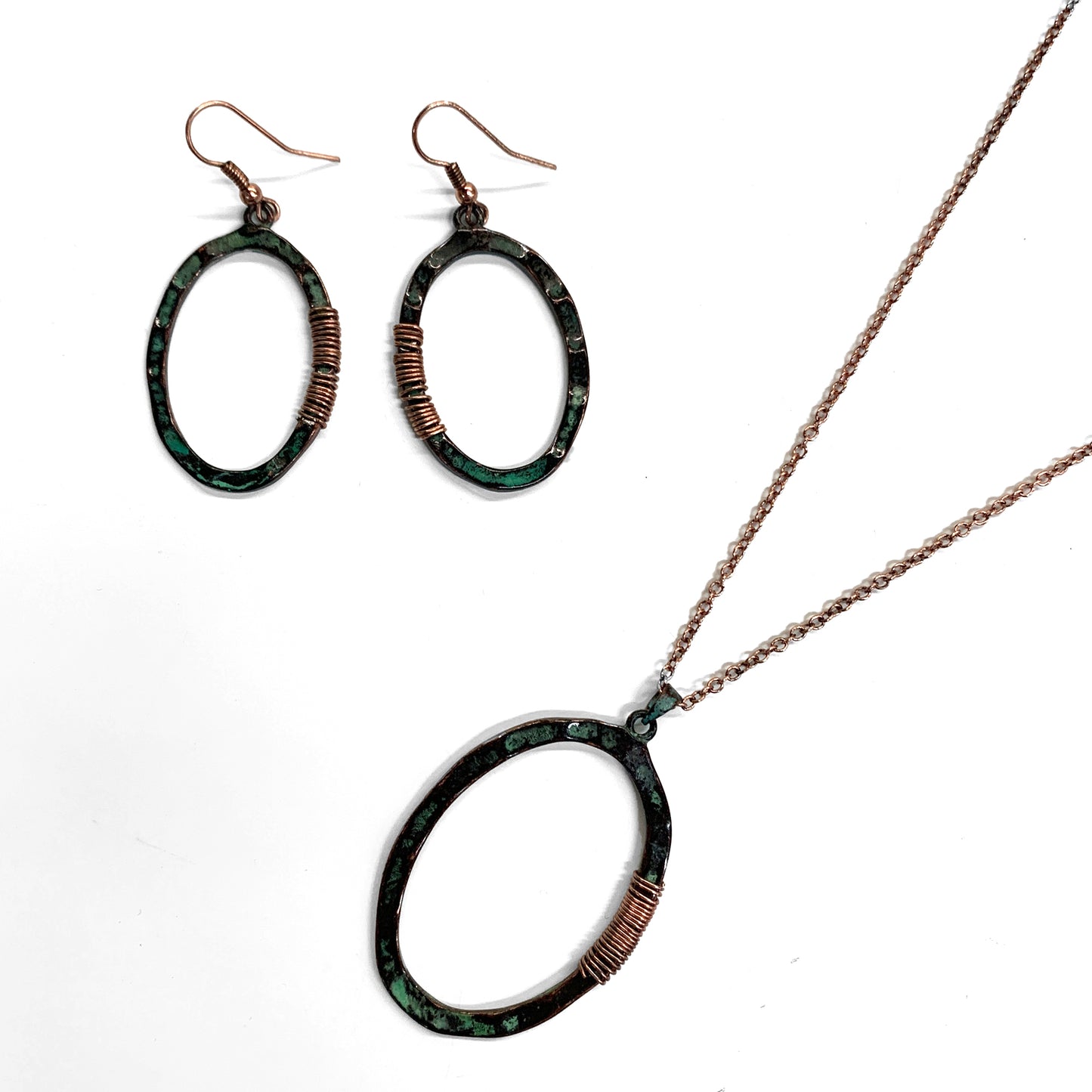 Oval with Wire Wrap - Patina N/E Set