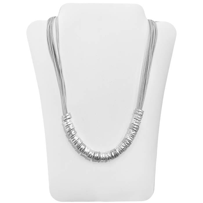 Metal Rings - Multi Cord Silver Necklace