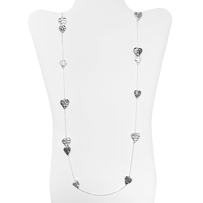 Chain Of Hearts - Silver & Hematite Necklace