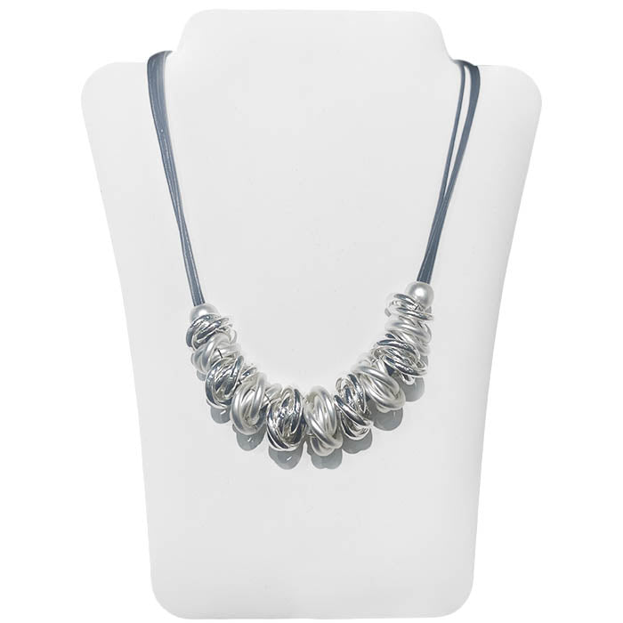 Many Twisted Rings - Silver Necklace