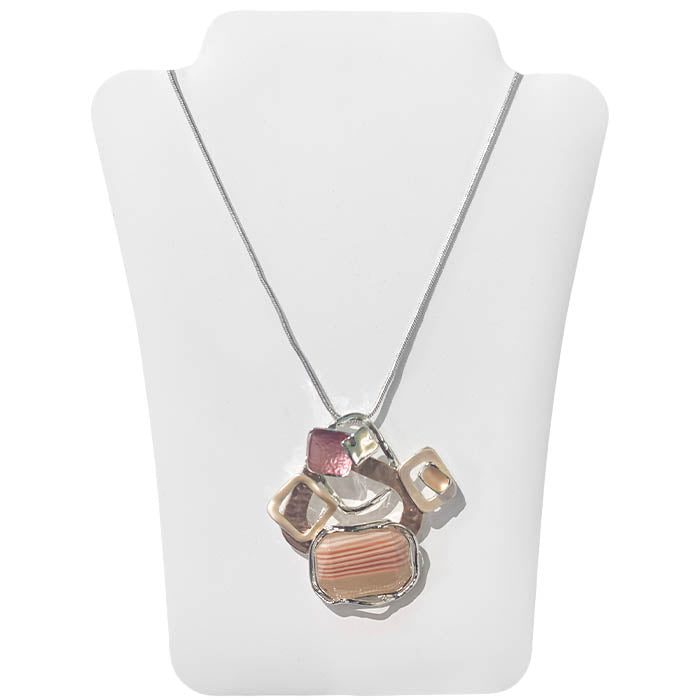Marble - Mixed Squares Cluster Necklace