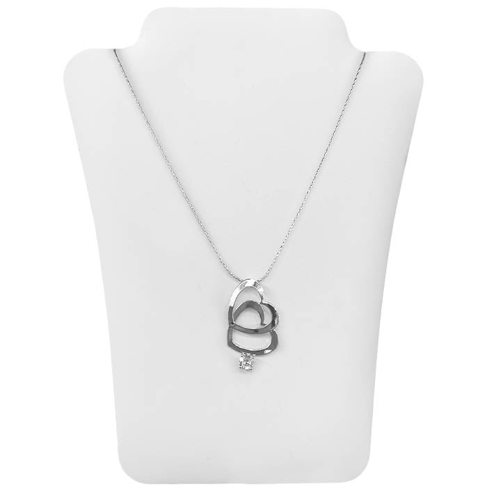Double Heart CZ Necklace
