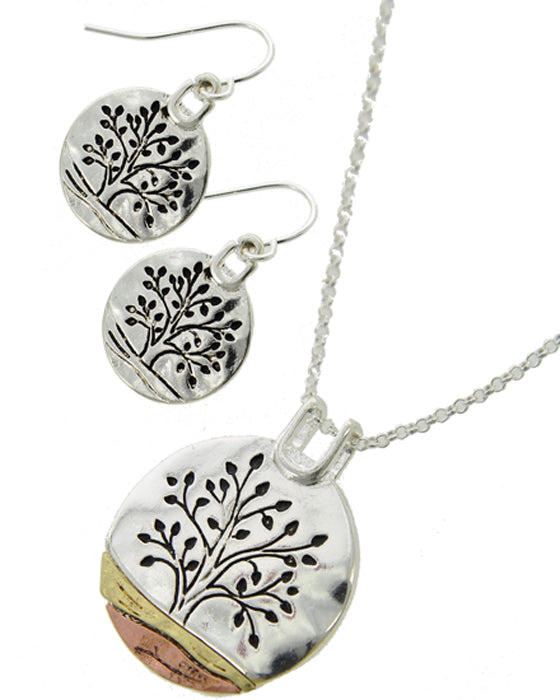 Tree Of Life - Round - Silver N/E Set