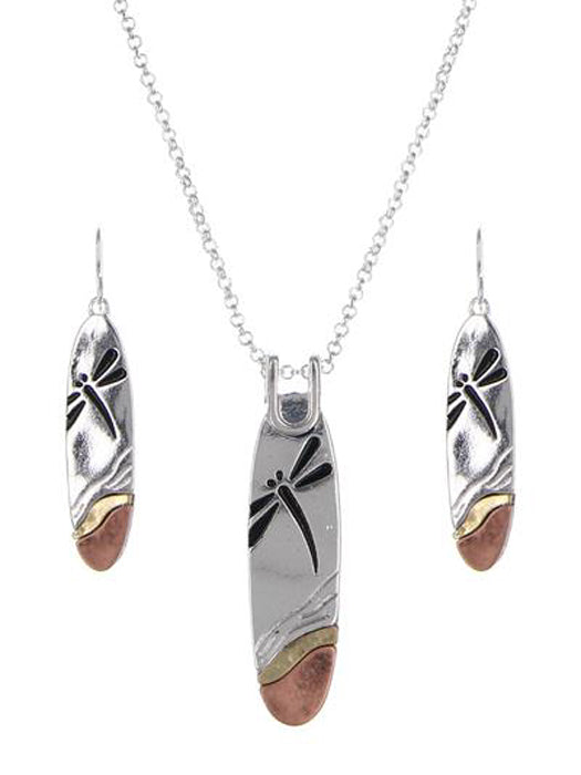 Dragonfly - Oval - Silver N/E Set
