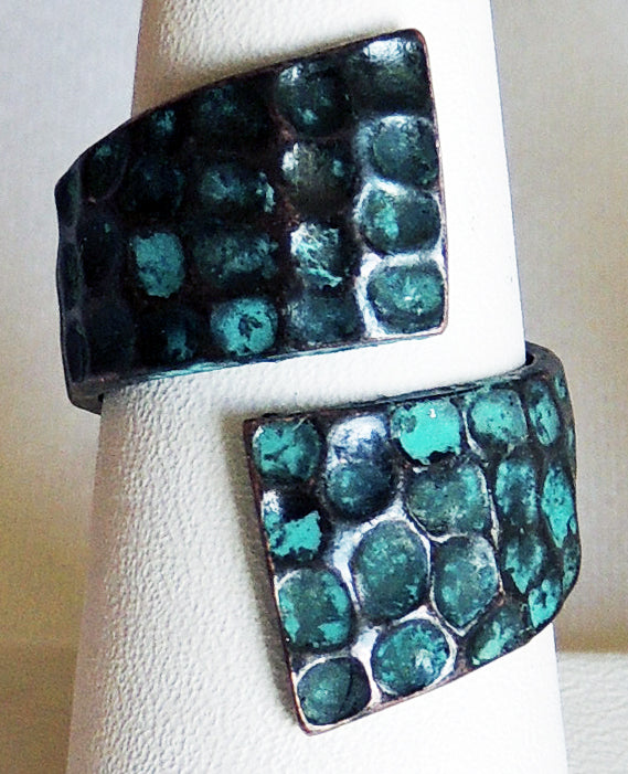 Patina Hammered Wedge Adjustable Metal Ring