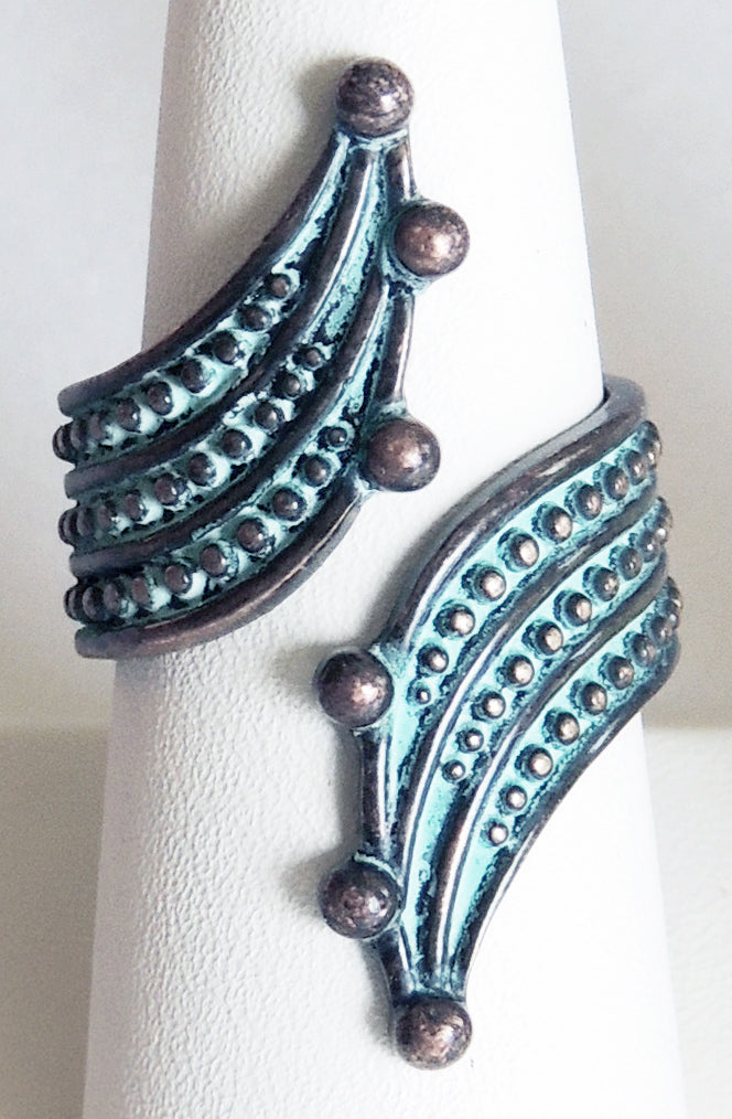 Patina Art Deco Adjustable Metal Ring