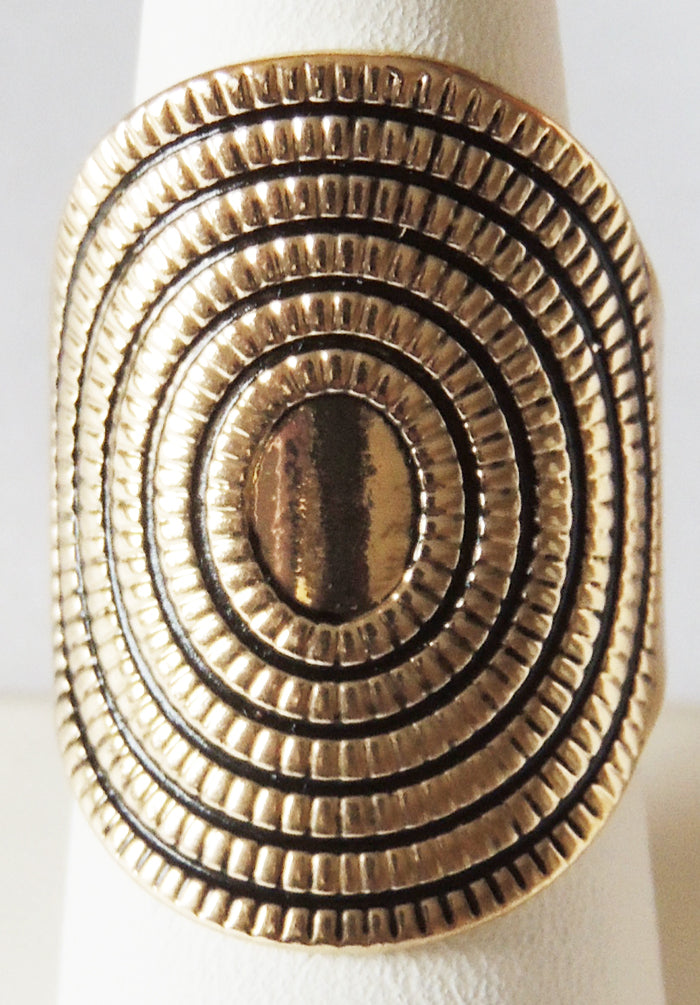 Gold Large Many Ovals Adjustable Metal Ring