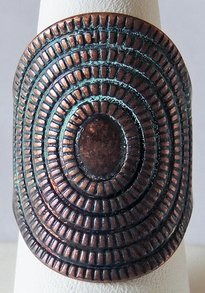 Patina Large Many Ovals Adjustable Metal Ring