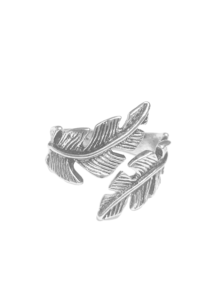 Silver Leaf Adjustable Metal Ring
