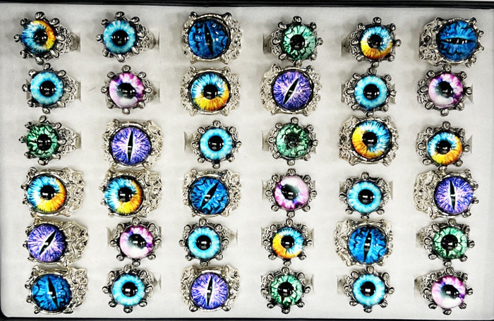 Colored Animal Eye Adjustable Metal Ring