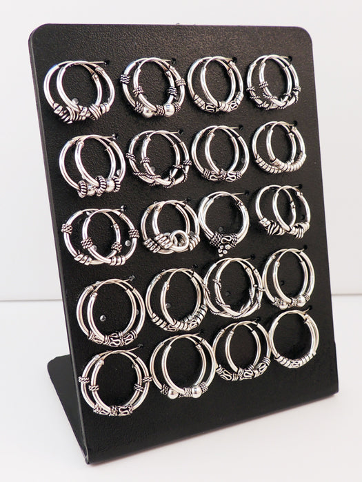 Ornate Hoops Sterling Silver Earrings