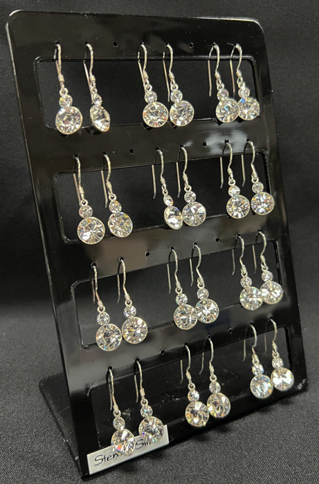 Silver Crystal Dangle Sterling Silver Earrings