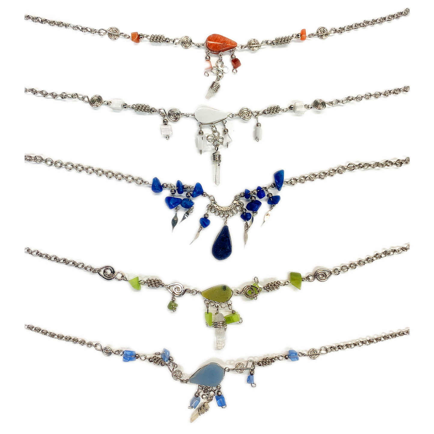 Teardrop Stone Adjustable Metal Ankle Bracelets