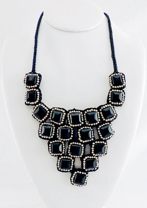 Natural Stone w/ Gold Outline Necklace