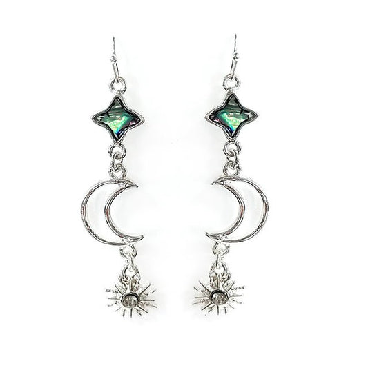 Abalone Star, Moon & Sun Earrings
