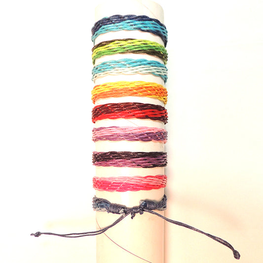 Cord Wide Woven Multicolor Adjustable Bracelet