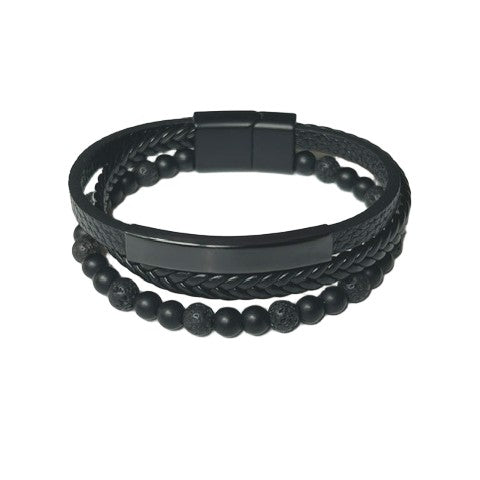 Leather Men's Bracelet - Magnetic Clasp - Assorted Designs