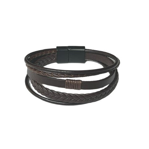 Leather Men's Bracelet - Magnetic Clasp - Assorted Designs