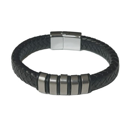 Leather Men's Bracelet - Magnetic Clasp - Assorted Designs
