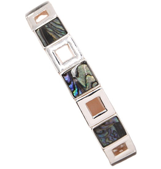 Abalone Cutout Squares Stretch Bracelet