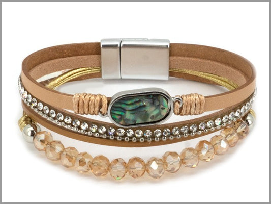 Four Strand Oval Shell Bead Bracelet