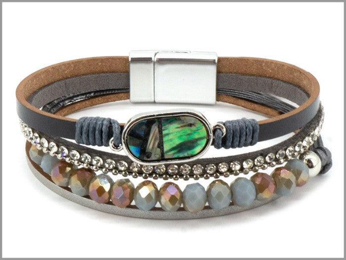 Four Strand Oval Shell Bead Bracelet