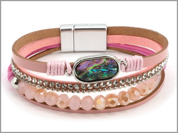 Four Strand Oval Shell Bead Bracelet