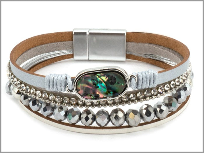 Four Strand Oval Shell Bead Bracelet