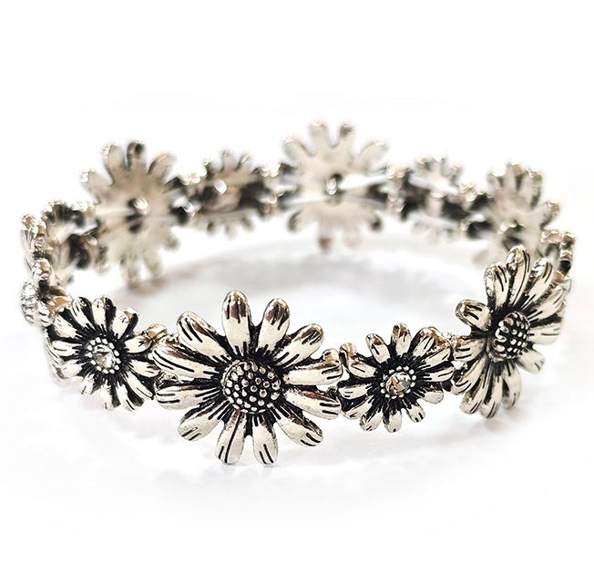 Flowers Stretch Bracelet - Silver