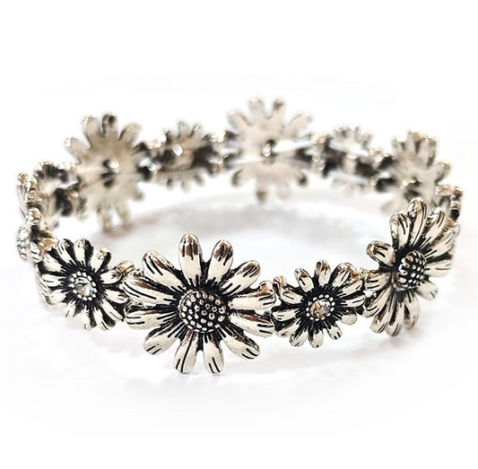 Flowers Stretch Bracelet - Silver