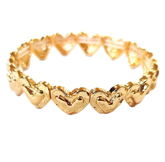 Small Hearts Stretch Bracelet - Gold