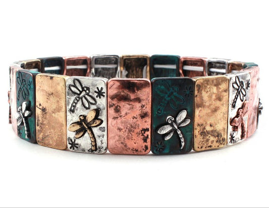 Dragonfly Tiles Stretch Bracelet - Multipatina
