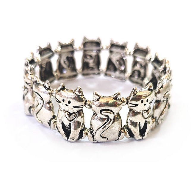 Cats Stretch Bracelet - Silver