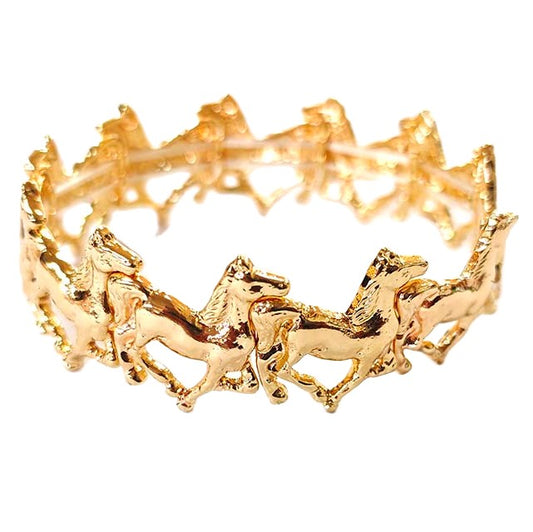 Horses Stretch Bracelet - Gold