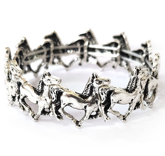 Horses Stretch Bracelet - Silver