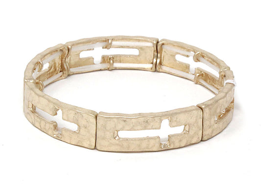 Cutout Cross Gold Stretch Bracelet