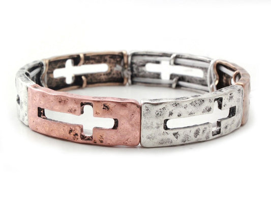 Cutout Cross Multicolor Stretch Bracelet