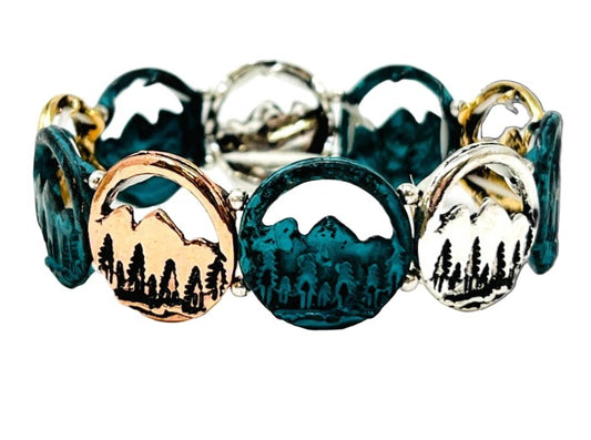 Mountains & Trees Stretch Multipatina Bracelet