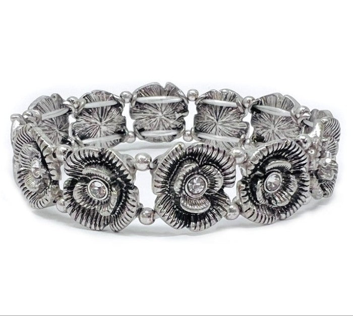 Roses Silver Stretch Bracelet